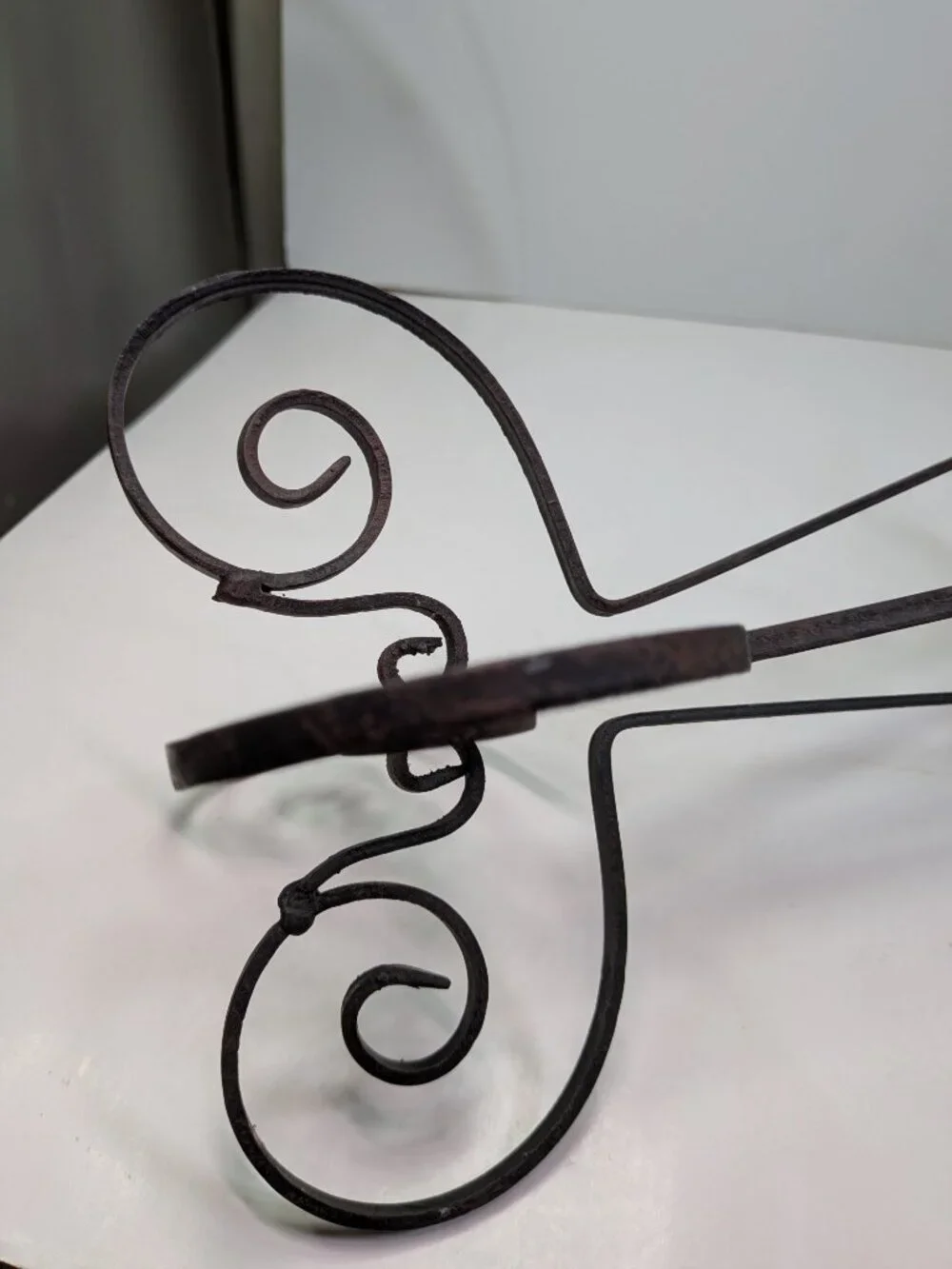 Vintage Wrought Iron Pillar Candle Holder Stand 12